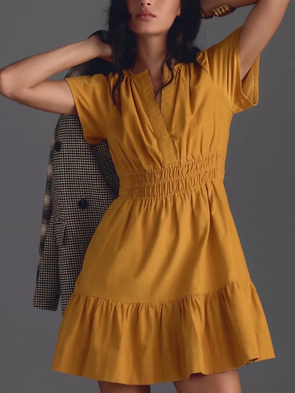 Anthropologie The Somerset Mini Dress: Corduroy Edition Mustard Yellow L